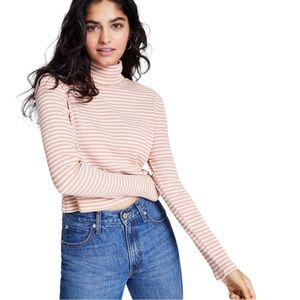 NWT LEVI'S Oriel Retro Cropped Turtleneck In Brown Cream Pink Size Large